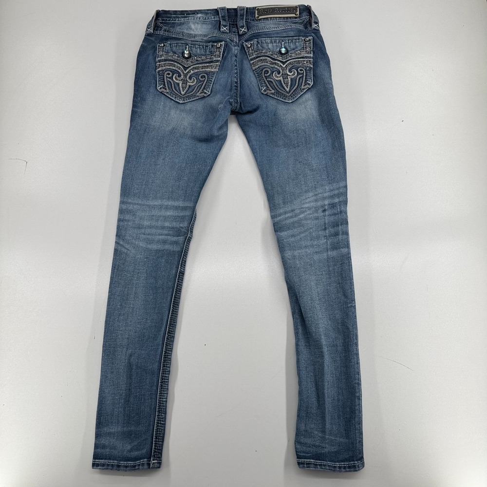 Rock Revival Tali Skinny Jeans WOMENS Blue Embellished Denim SIZE 27 x 29 - Picture 6 of 13